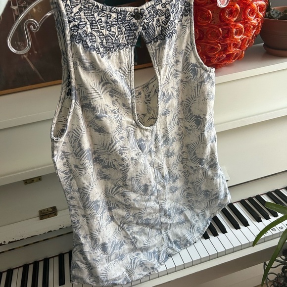 Blue Embellished Cut Out Tank Top Small - Picture 9 of 15